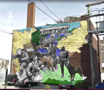 Olé Viravong Scovill リトグラフ 額縁入り NY拠点作家 Meadville's Road Sign Oddity: Strolling Along the PennDOT Road